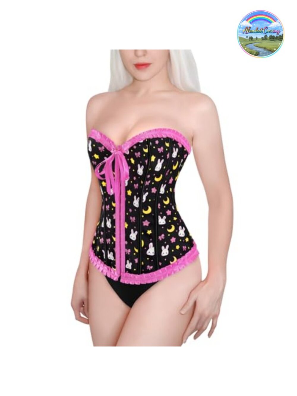 Littleforbig Lace Up Overbust Corset Bustier Usagi Moon